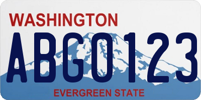 WA license plate ABG0123