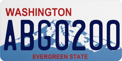 WA license plate ABG0200
