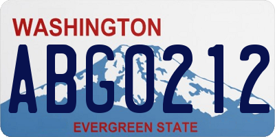 WA license plate ABG0212