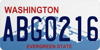 WA license plate ABG0216