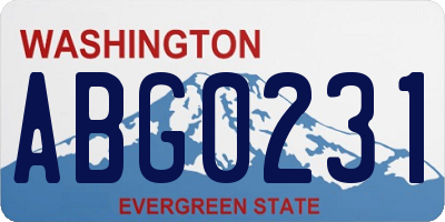 WA license plate ABG0231
