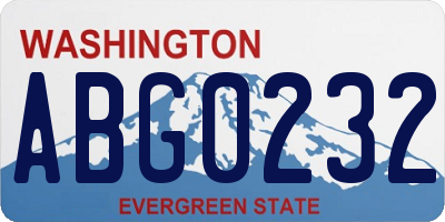 WA license plate ABG0232