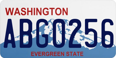 WA license plate ABG0256
