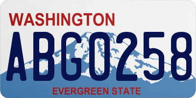 WA license plate ABG0258