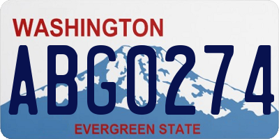 WA license plate ABG0274