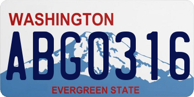 WA license plate ABG0316
