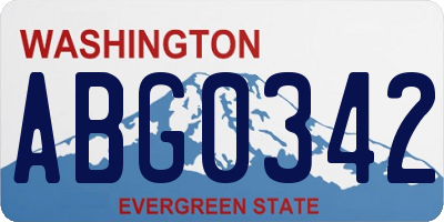 WA license plate ABG0342