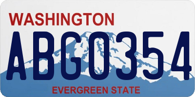 WA license plate ABG0354