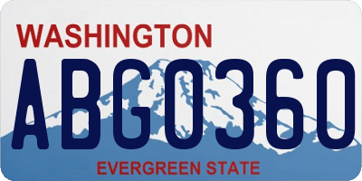 WA license plate ABG0360