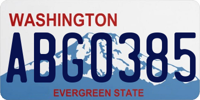 WA license plate ABG0385