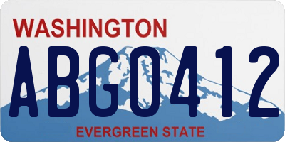 WA license plate ABG0412