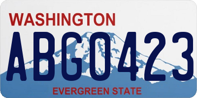 WA license plate ABG0423