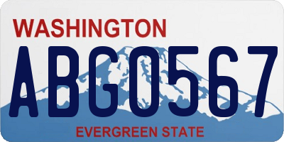 WA license plate ABG0567