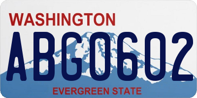 WA license plate ABG0602