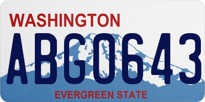 WA license plate ABG0643