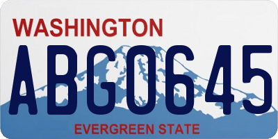 WA license plate ABG0645