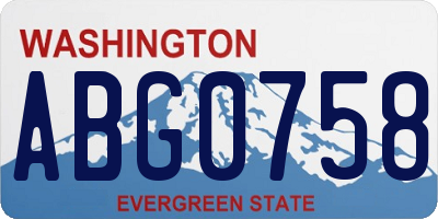 WA license plate ABG0758