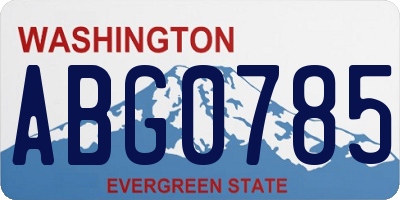 WA license plate ABG0785
