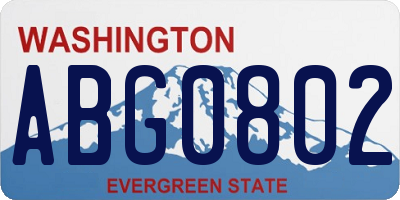 WA license plate ABG0802