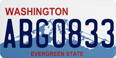 WA license plate ABG0833
