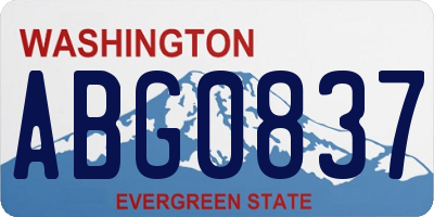 WA license plate ABG0837