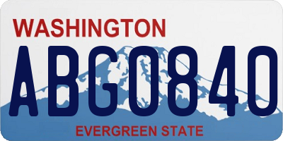 WA license plate ABG0840