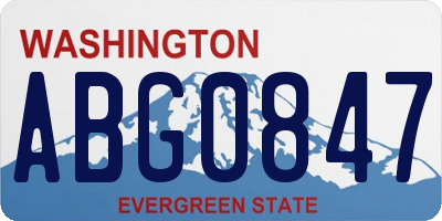 WA license plate ABG0847