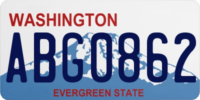 WA license plate ABG0862