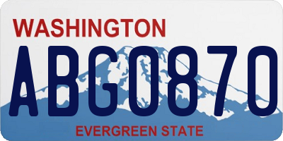 WA license plate ABG0870