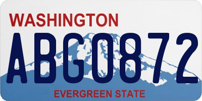 WA license plate ABG0872