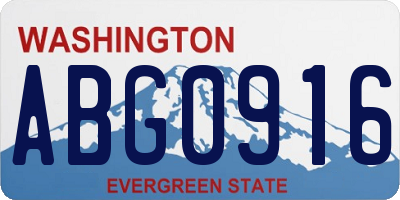 WA license plate ABG0916
