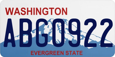 WA license plate ABG0922