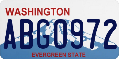 WA license plate ABG0972