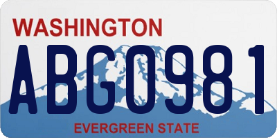 WA license plate ABG0981
