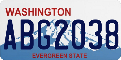 WA license plate ABG2038