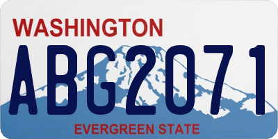 WA license plate ABG2071