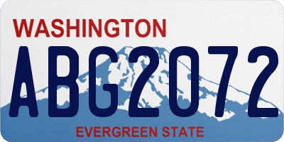 WA license plate ABG2072