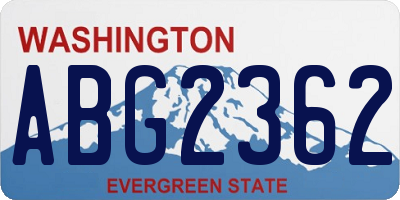 WA license plate ABG2362