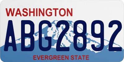 WA license plate ABG2892