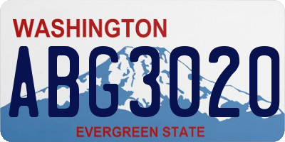 WA license plate ABG3020