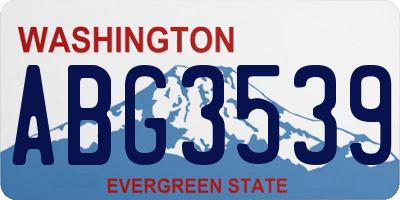 WA license plate ABG3539