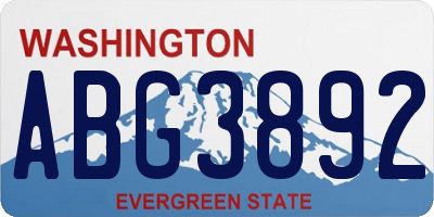 WA license plate ABG3892
