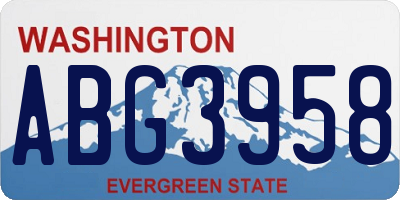 WA license plate ABG3958