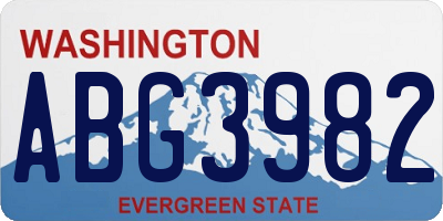 WA license plate ABG3982