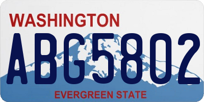 WA license plate ABG5802