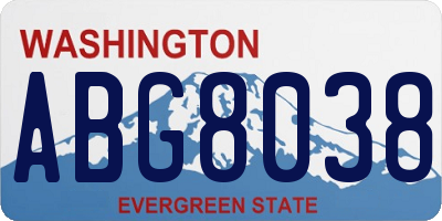 WA license plate ABG8038