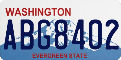 WA license plate ABG8402