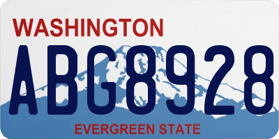 WA license plate ABG8928