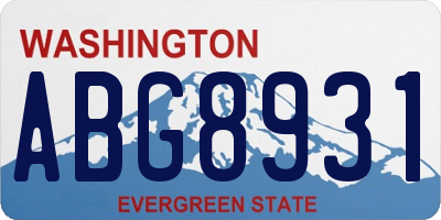 WA license plate ABG8931