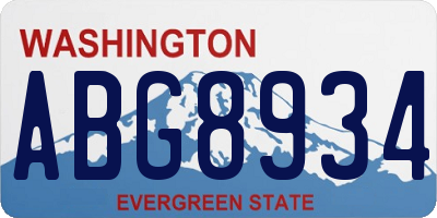 WA license plate ABG8934